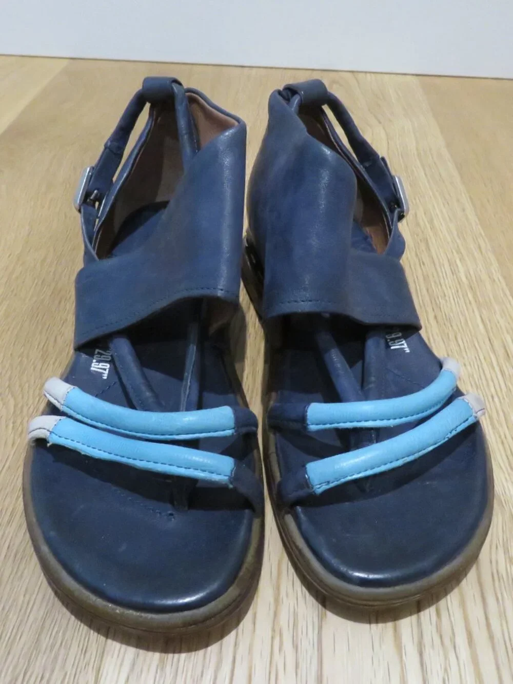 A.S. 98 Merv Leather Sandal Shoes Tornado Marina Grigio Blue US 7 Boho Grunge